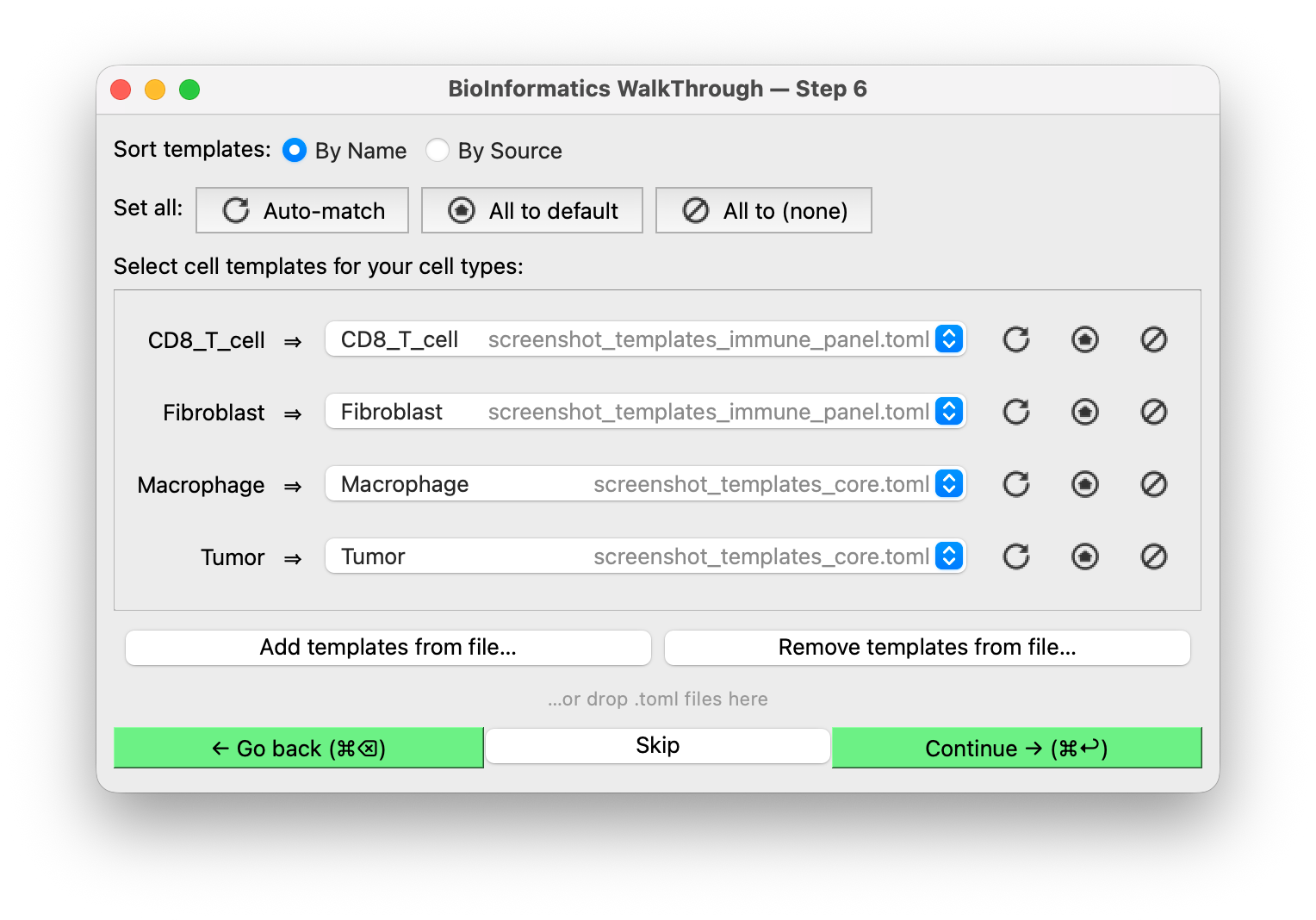 Every cell type matched to a template, two libraries loaded